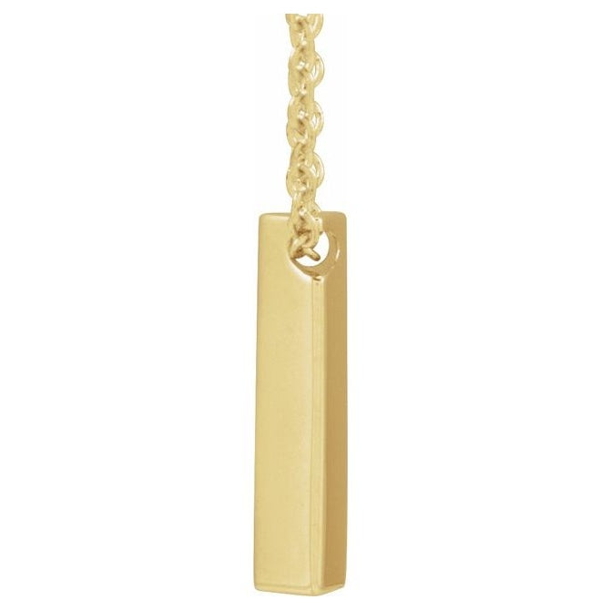 14K Yellow Gold 3-Sided 12 X 3 Mm 16-18 In Polished Engravable Three-Sided Bar Necklace