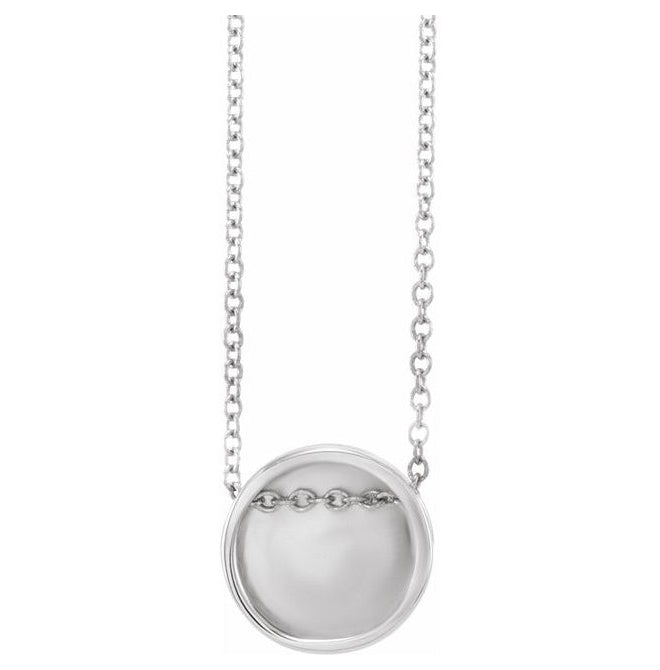 14K White Gold 10 X 10 Mm 16-18 In Polished Engravable Disc Necklace
