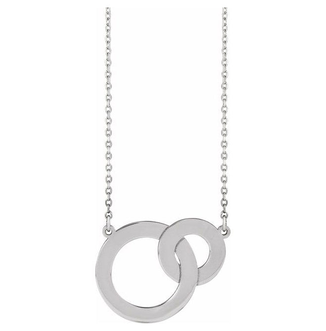 Sterling Silver 20.72 X 16 Mm 18 In Polished Engravable Interlocking Circles Necklace