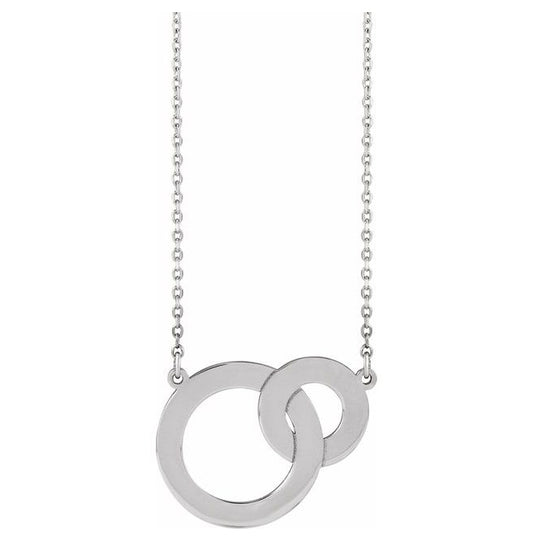 Sterling Silver 20.72 X 16 Mm 18 In Polished Engravable Interlocking Circles Necklace