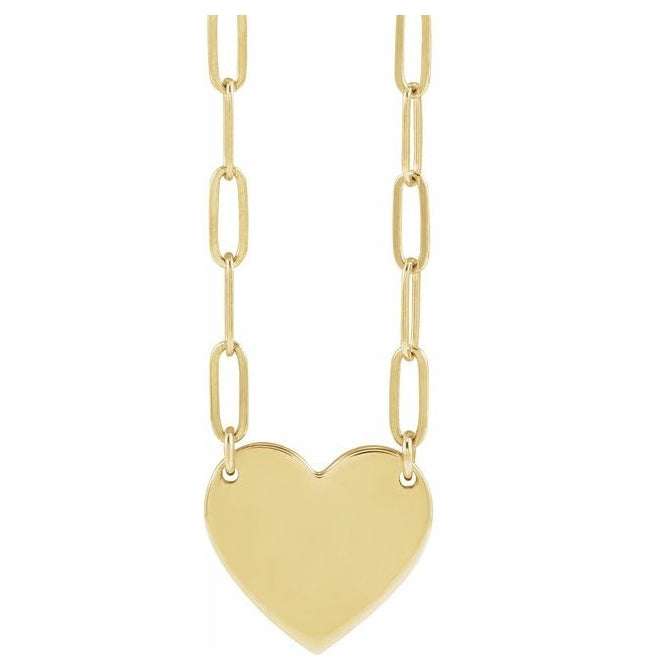18K Yellow Gold-Plated Sterling Silver 12 X 11 Mm 18 In Polished Engravable Heart Necklace
