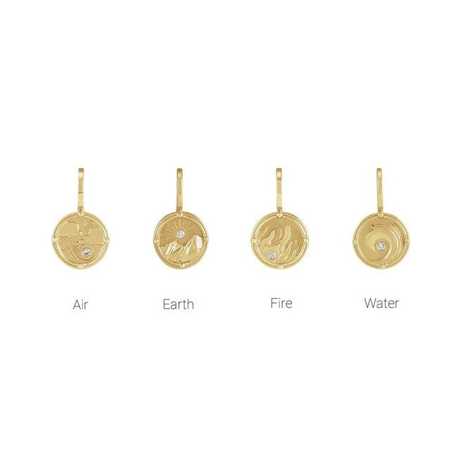 Sterling Silver Earth Round 1.5 Mm I1, G-H Polished .015 Ct Natural Diamond Air Element Charm/Pendant