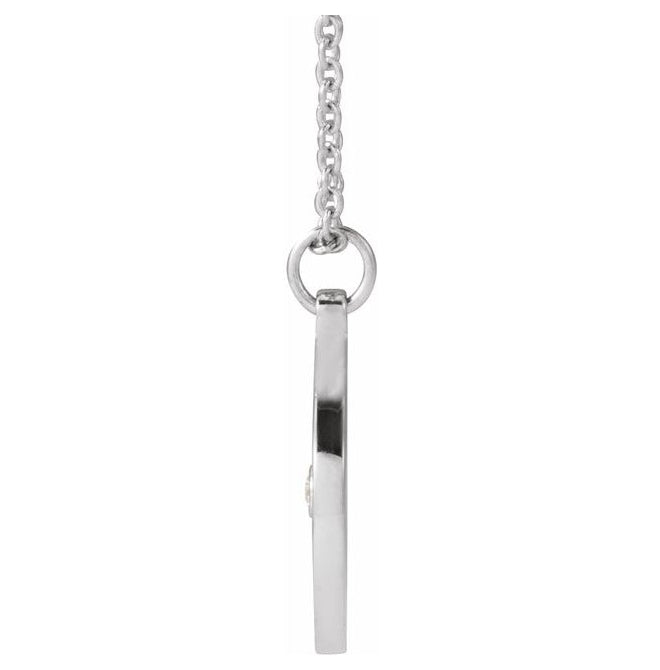 14K White Gold Round 1.5Mm I1, G-H 16-18 In Polished .015 Ct Natural Diamond Compass Necklace