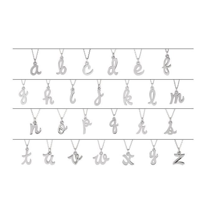 14K White Gold 7.95 X 6 Mm Polished Petite Initial E Pendant