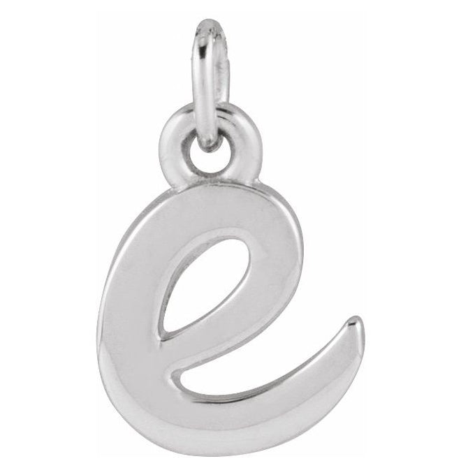 14K White Gold 7.95 X 6 Mm Polished Petite Initial E Pendant