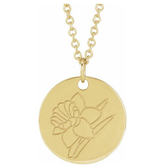 18K Yellow Gold-Plated Sterling Silver Polished Birth Flower Pendant