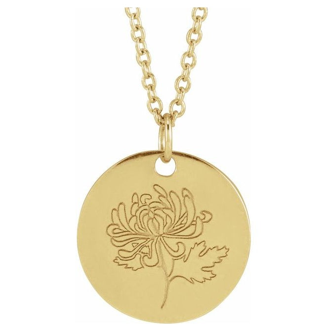 18K Yellow Gold-Plated Sterling Silver Polished Birth Flower 16-18" Necklace
