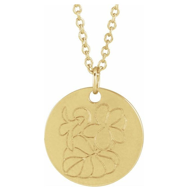 18K Yellow Gold-Plated Sterling Silver Polished Birth Flower 16-18" Necklace