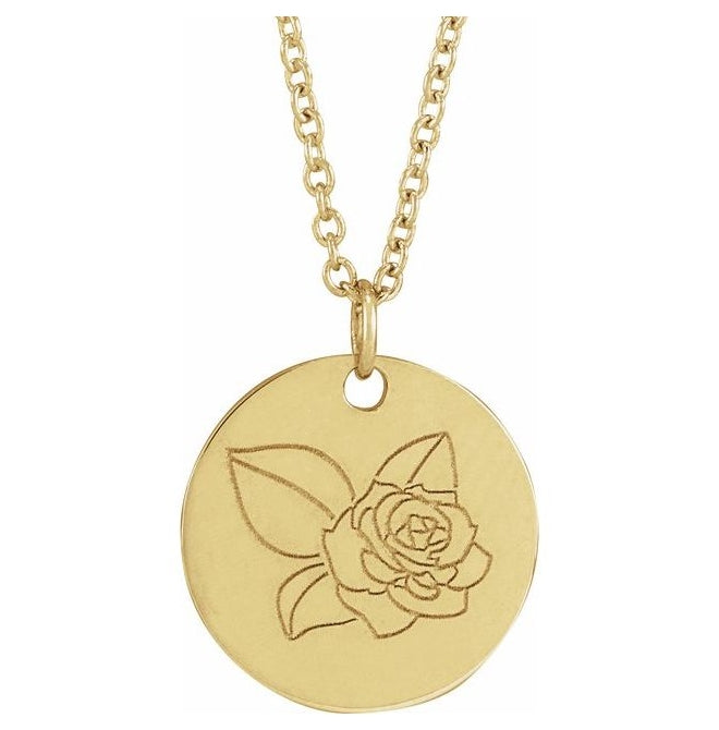 18K Yellow Gold-Plated Sterling Silver Polished Birth Flower 16-18" Necklace