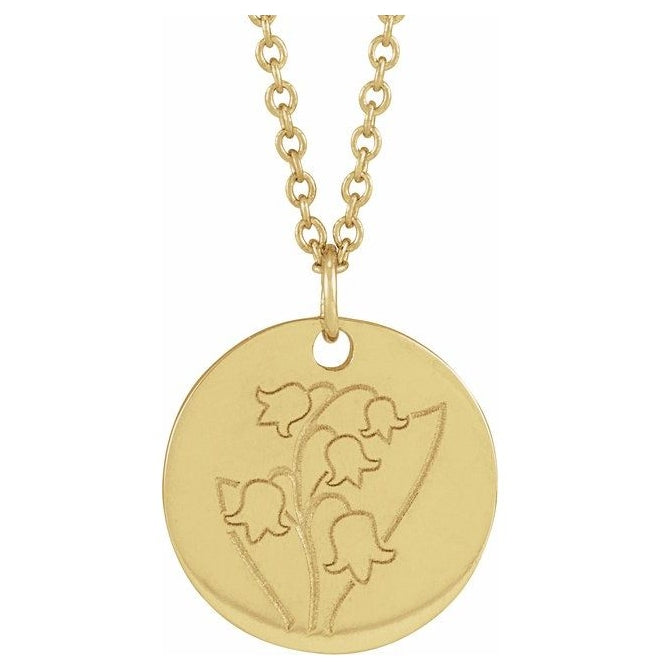 18K Yellow Gold-Plated Sterling Silver Polished Birth Flower 16-18" Necklace