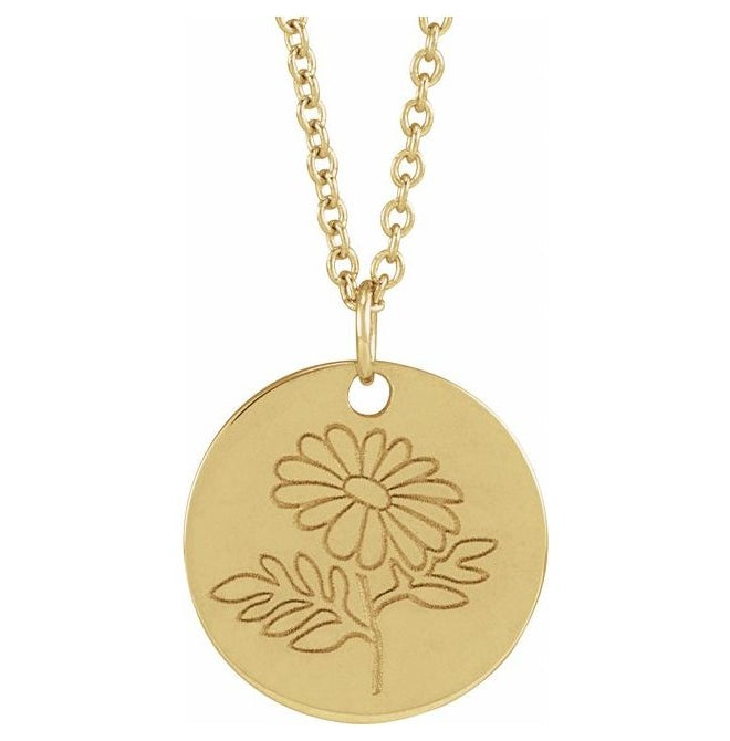 18K Yellow Gold-Plated Sterling Silver Polished Birth Flower Pendant