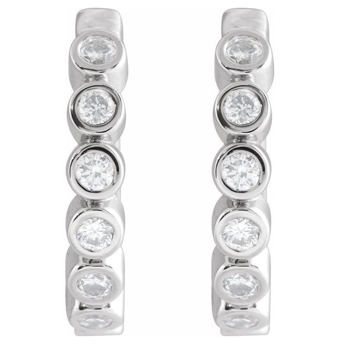 14K Yellow Or White Gold Round  18 Mm 2.2 Mm 1.5Mm  Vs, F+ Pair Hinged Polished 1/4 Ctw Lab-Grown Diamond Hinged Hoop Earrings