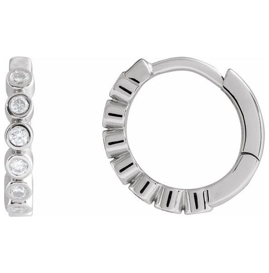 14K Yellow Or White Gold Round  15 Mm 2.2 Mm 1.5Mm  Vs, F+ Pair Hinged Polished 1/4 Ctw Lab-Grown Diamond Hinged Hoop Earrings