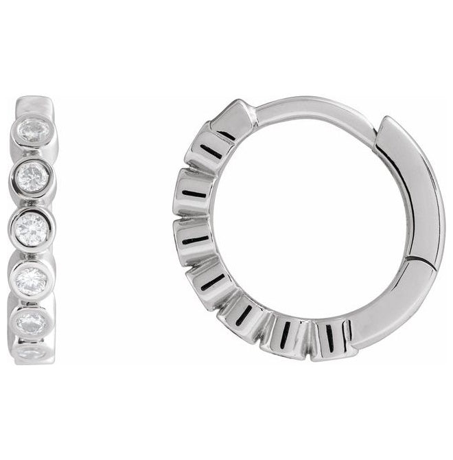 14K Yellow Or White Gold Round  18 Mm 2.2 Mm 1.5Mm  Vs, F+ Pair Hinged Polished 1/4 Ctw Lab-Grown Diamond Hinged Hoop Earrings