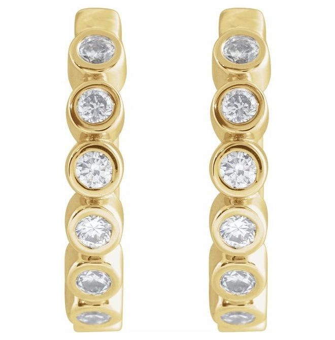 14K Yellow Or White Gold Round  18 Mm 2.2 Mm 1.5Mm  Vs, F+ Pair Hinged Polished 1/4 Ctw Lab-Grown Diamond Hinged Hoop Earrings