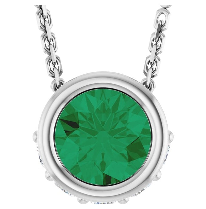 14K Yellow Or White Gold Round 4Mm I1, G-H 18 In Polished Natural Gem And .07 Ctw Natural Diamond Hidden Halo Necklace