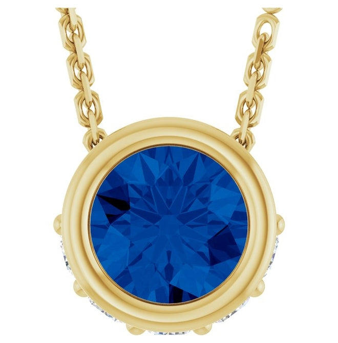 14K Yellow Or White Gold Round 4Mm I1, G-H 18 In Polished Natural Gem And .07 Ctw Natural Diamond Hidden Halo Necklace