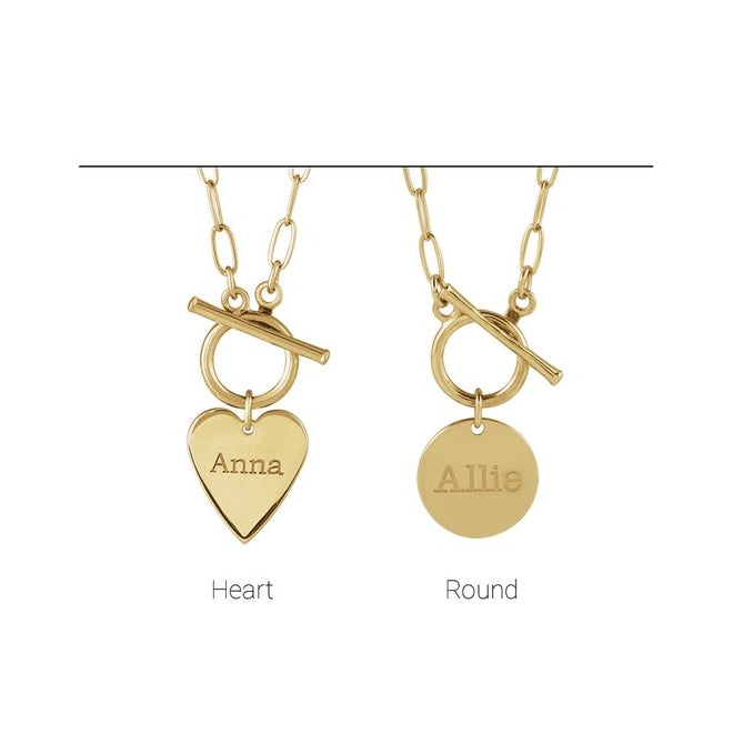 18K Yellow Gold-Plated Sterling Silver Heart 15.6 X 12 Mm 18 In Polished Engravable Heart Toggle Styled Necklace