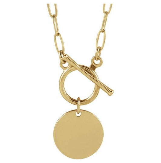 14K Yellow Gold Or Sterling Silver Round14K Yellow Gold Or Sterling Silver Round Toggle Style Necklace
