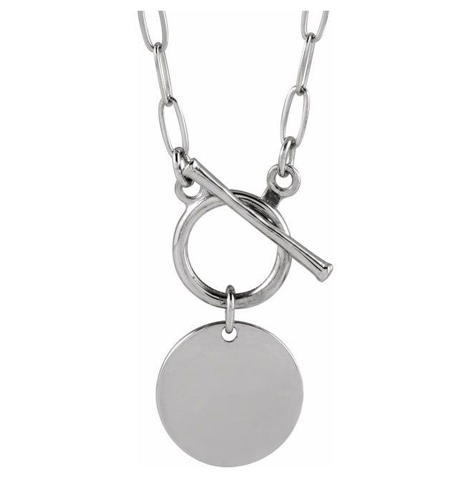 14K Yellow Gold Or Sterling Silver Round14K Yellow Gold Or Sterling Silver Round Toggle Style Necklace
