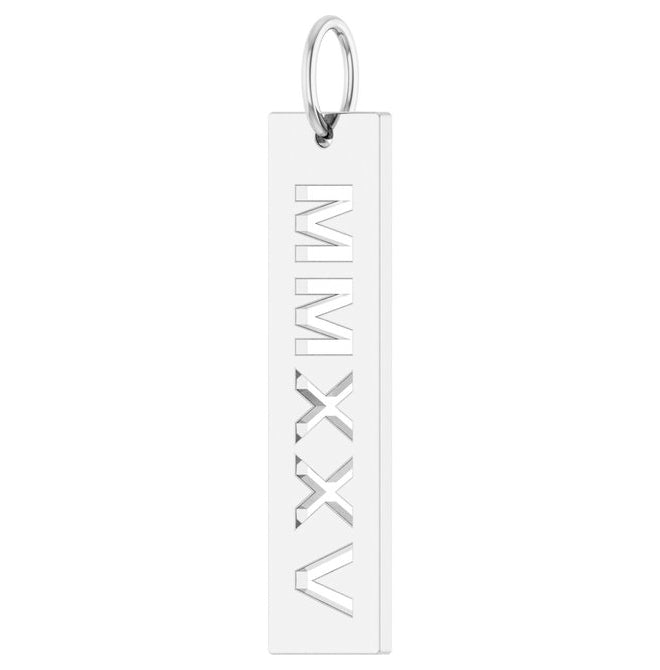 Sterling Silver 27.1 X 6.6 Mm Polished Roman Numeral Year 2025 Pendant