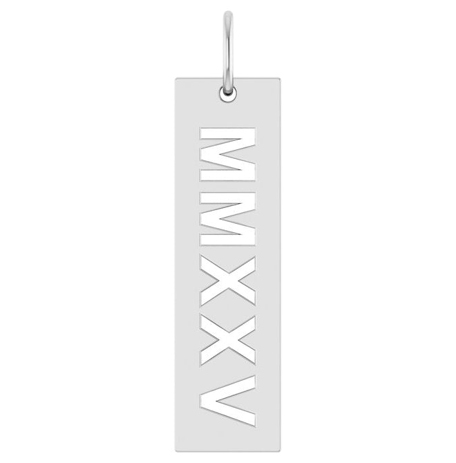Sterling Silver 27.1 X 6.6 Mm Polished Roman Numeral Year 2025 Pendant