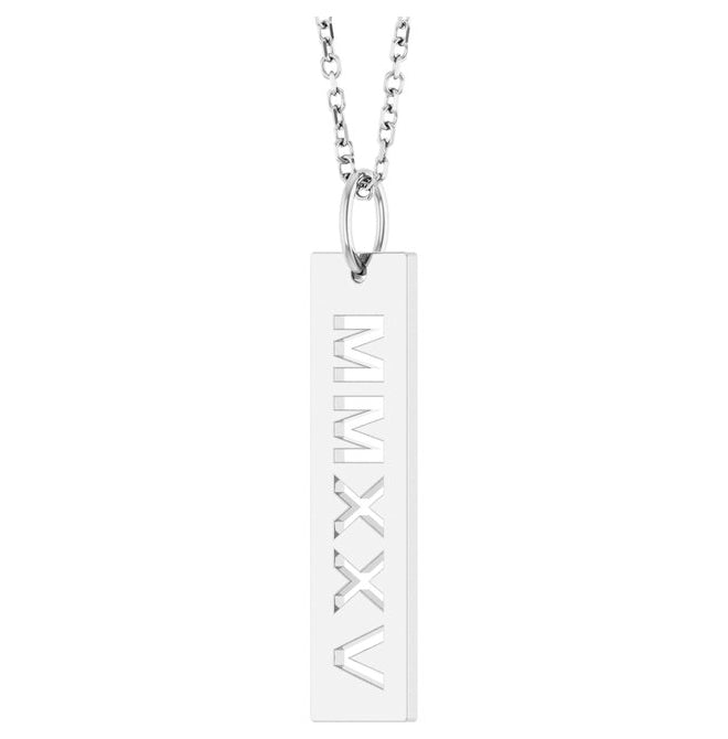 Sterling Silver 27.1 X 6.6 Mm 16-18 In Polished Roman Numeral Year 2025 Necklace
