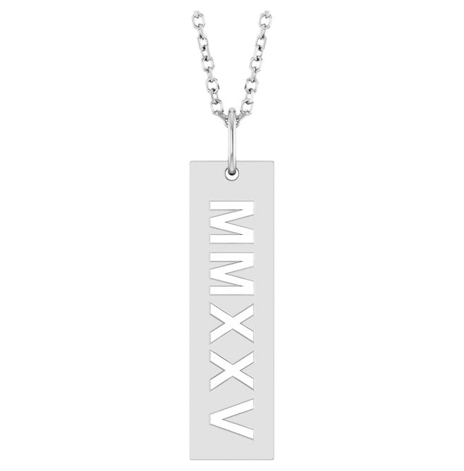 Sterling Silver 27.1 X 6.6 Mm 16-18 In Polished Roman Numeral Year 2025 Necklace
