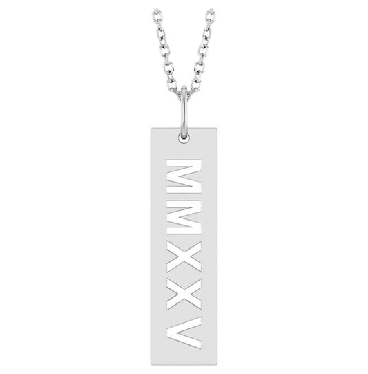 Sterling Silver 27.1 X 6.6 Mm 16-18 In Polished Roman Numeral Year 2025 Necklace