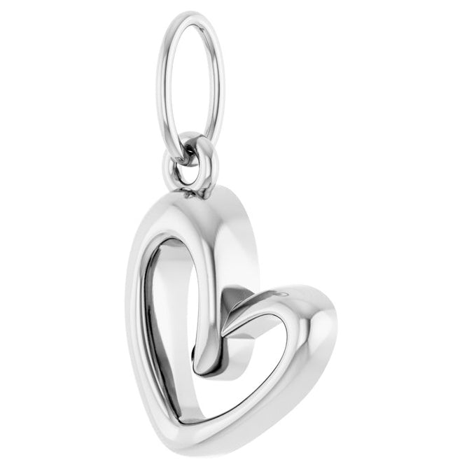 14K White Gold 14.5 X 7.9 Mm Polished Petite Heart Pendant