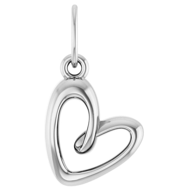 14K White Gold 14.5 X 7.9 Mm Polished Petite Heart Pendant