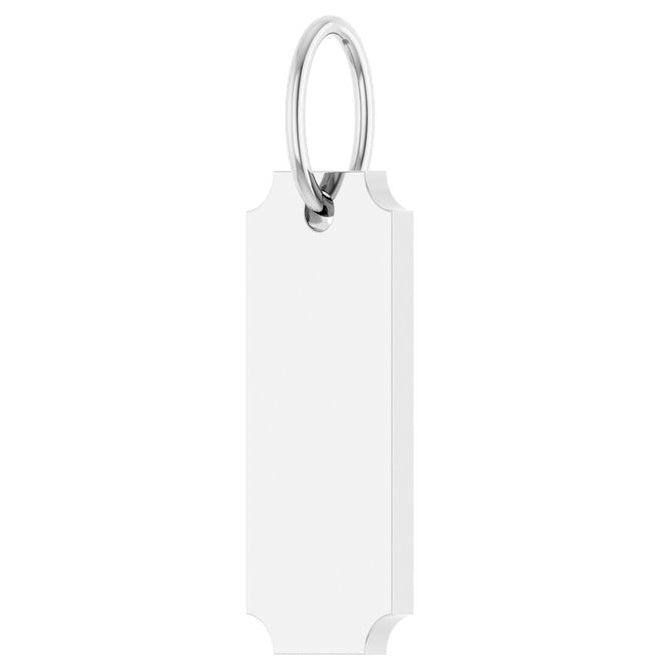 14K White Gold 15.9 X 5 Mm Polished Engravable Dog Tag Pendant