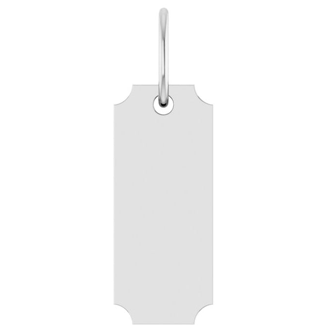 14K White Gold 15.9 X 5 Mm Polished Engravable Dog Tag Pendant