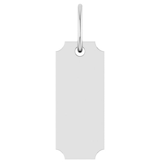 14K White Gold 15.9 X 5 Mm Polished Engravable Dog Tag Pendant