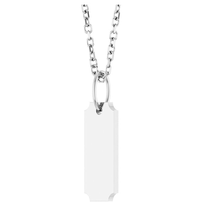14K White Gold 15.9 X 5 Mm 16-18 In Polished Engravable Dog Tag Necklace