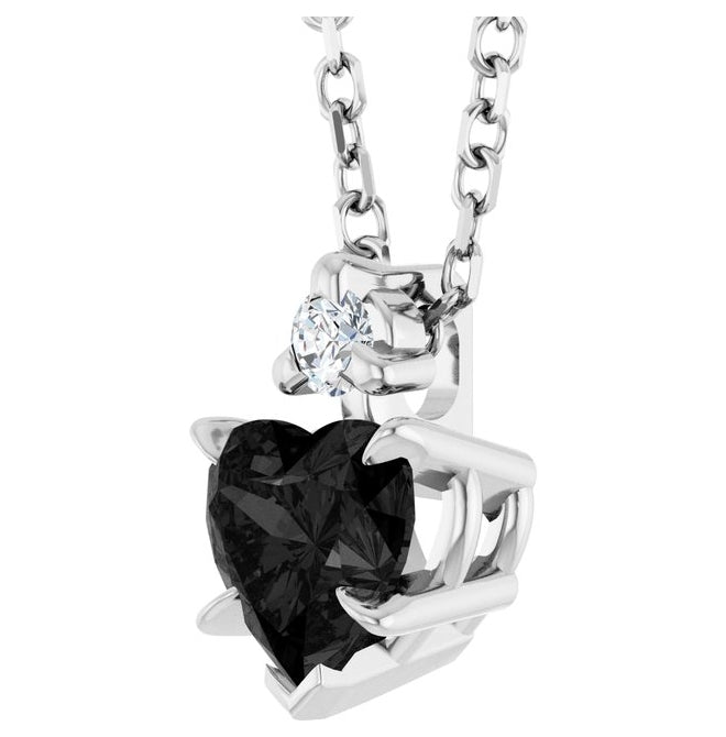 14K White Gold Or Sterling Silver Heart 5 X 5Mm I1, G-H 16-18 In Polished Natural Gem And .03 Ct Natural Diamond Slide Necklace