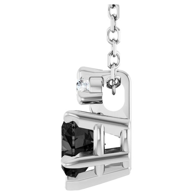 14K White Gold Or Sterling Silver Heart 5 X 5Mm I1, G-H 16-18 In Polished Natural Gem And .03 Ct Natural Diamond Slide Necklace