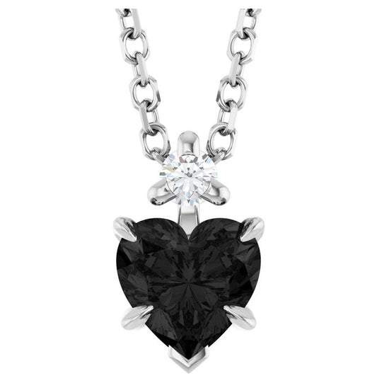 14K White Gold Or Sterling Silver Heart 5 X 5Mm I1, G-H 16-18 In Polished Natural Gem And .03 Ct Natural Diamond Slide Necklace