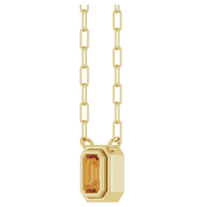 14K Yellow Gold Or Sterling Silver Emerald 5 X 3 Mm 18 In Polished Natural Gem Bezel Set Necklace