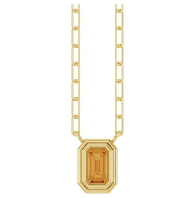 14K Yellow Gold Or Sterling Silver Emerald 5 X 3 Mm 18 In Polished Natural Gem Bezel Set Necklace