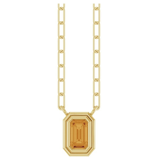 14K Yellow Gold Or Sterling Silver Emerald 5 X 3 Mm 18 In Polished Natural Gem Bezel Set Necklace