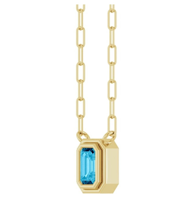 14K Yellow Gold Or Sterling Silver Emerald 5 X 3 Mm 18 In Polished Natural Gem Bezel Set Necklace