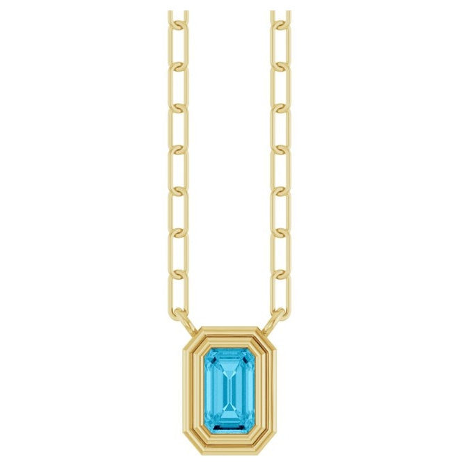 14K Yellow Gold Or Sterling Silver Emerald 5 X 3 Mm 18 In Polished Natural Gem Bezel Set Necklace