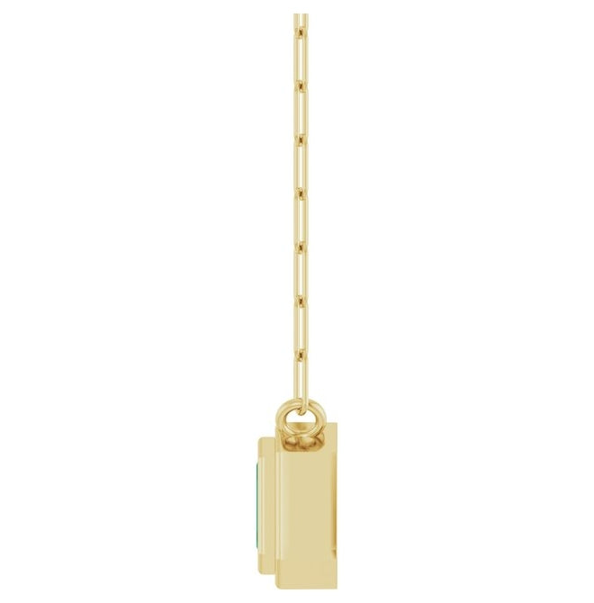 14K Yellow Gold Emerald 5 X 3 Mm 18 In Polished Lab-Grown Emerald Bezel Set Necklace