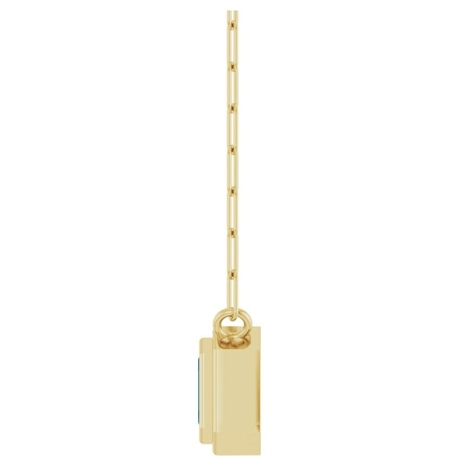 14K Yellow Gold Emerald 5 X 3 Mm 18 In Polished Lab-Grown Emerald Bezel Set Necklace