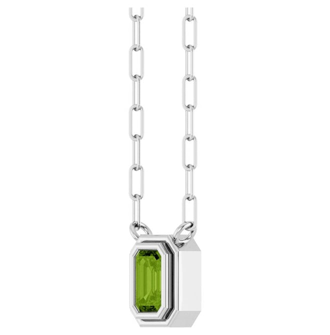14K Yellow Gold Or Sterling Silver Emerald 5 X 3 Mm 18 In Polished Natural Gem Bezel Set Necklace