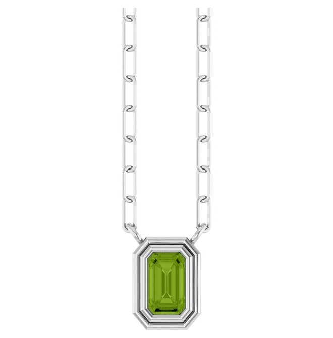 14K Yellow Gold Or Sterling Silver Emerald 5 X 3 Mm 18 In Polished Natural Gem Bezel Set Necklace