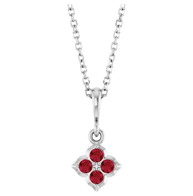 14K Yellow Or White Gold Round 2 Mm 16-18 In Polished Lab-Grown Gem Four Stone Necklace