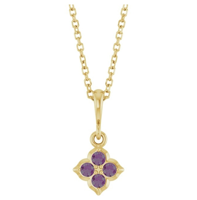14K Yellow Or White Gold Round 2 Mm 16-18 In Polished Lab-Grown Gem Four Stone Necklace