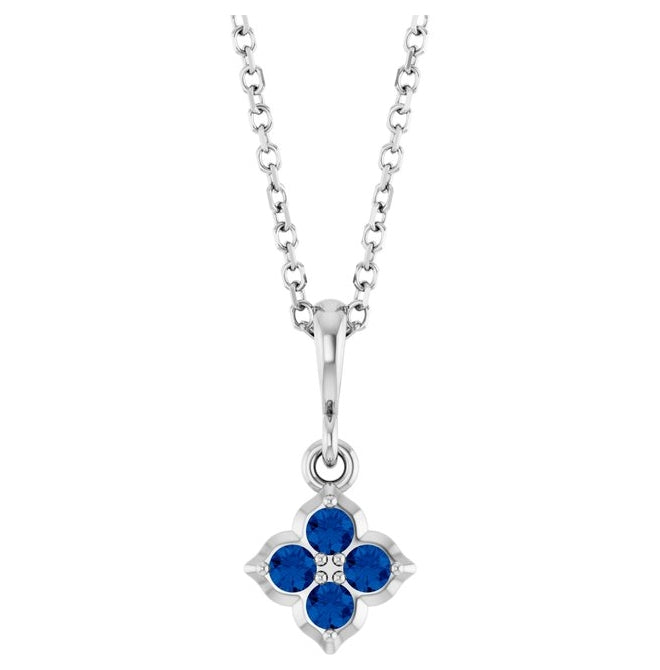 14K Yellow Or White Gold Round 2 Mm 16-18 In Polished Lab-Grown Gem Four Stone Necklace